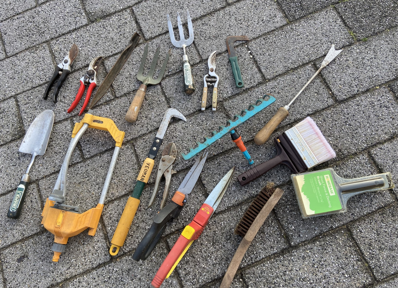 Collection of garden hand tools