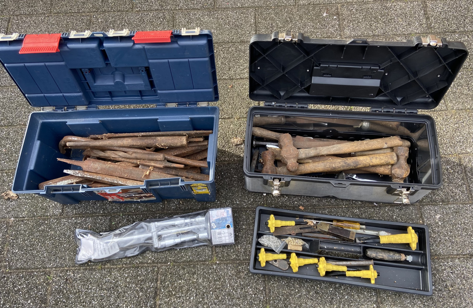 2 tool boxes loaded with heavy tools