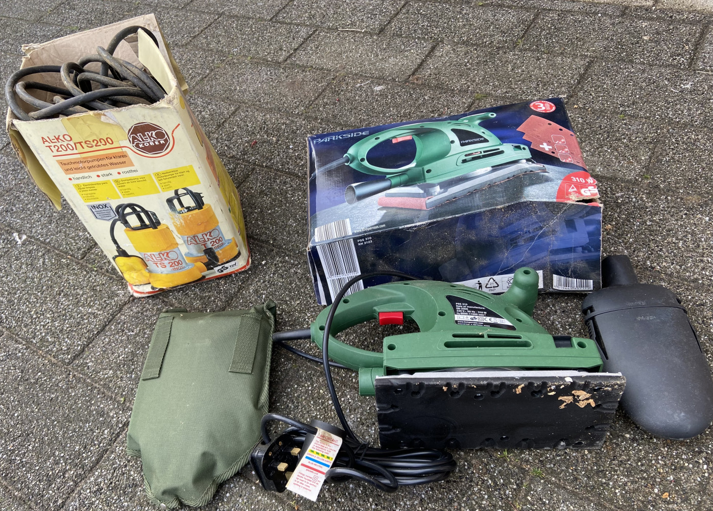 Sander, folding spare and submersible pump