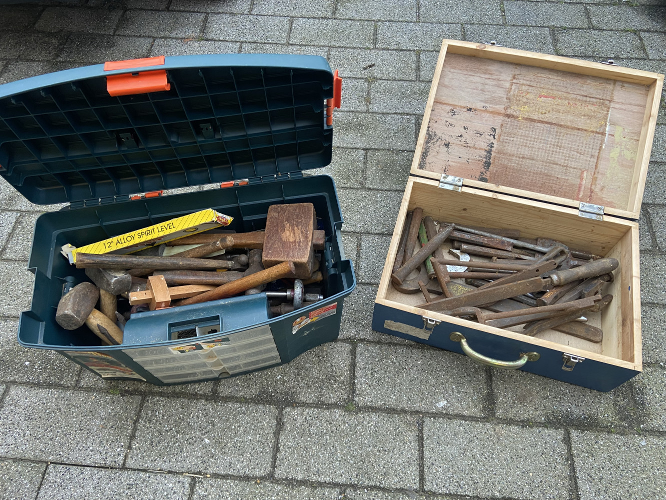 Large tool box and case both loaded with tools