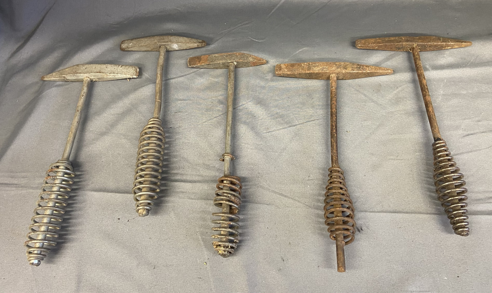 5 Vintage Welder's Chipping Hammers Spring Handles