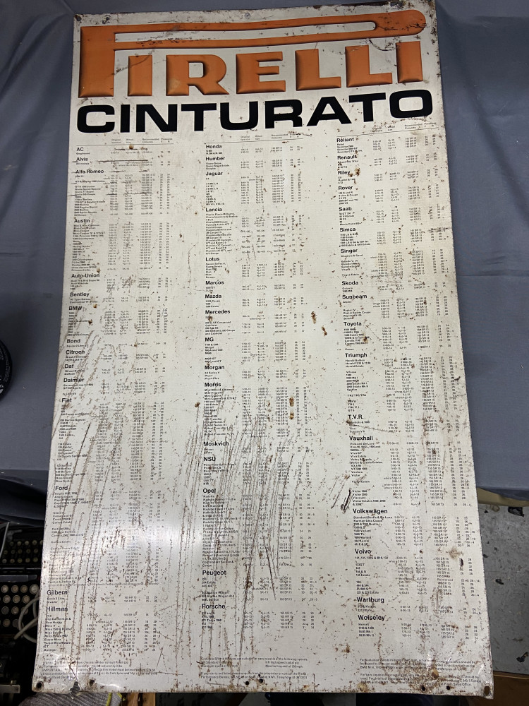 Vintage Tin Pirelli Garage sign 76x44cms