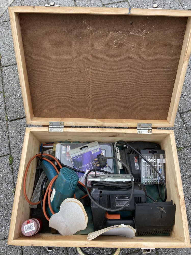 Box full of power tools and other lose tools and sundries