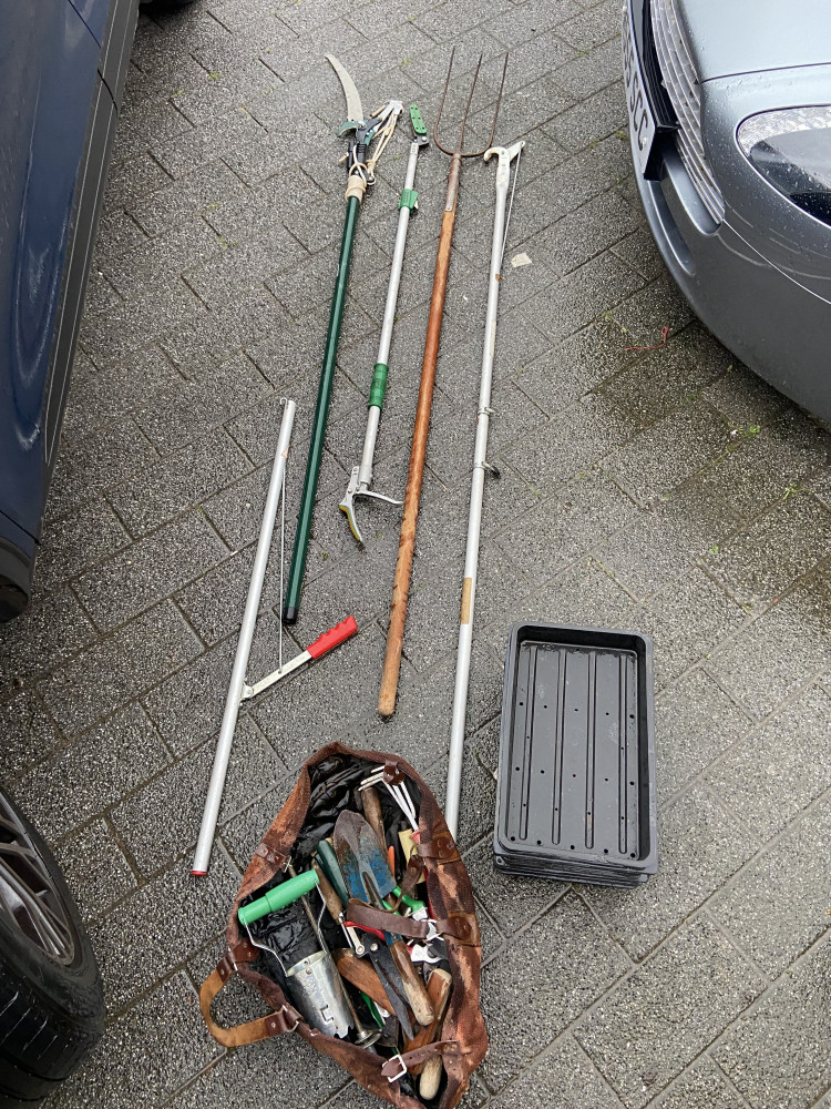 Lot of garden loppers and other garden tools