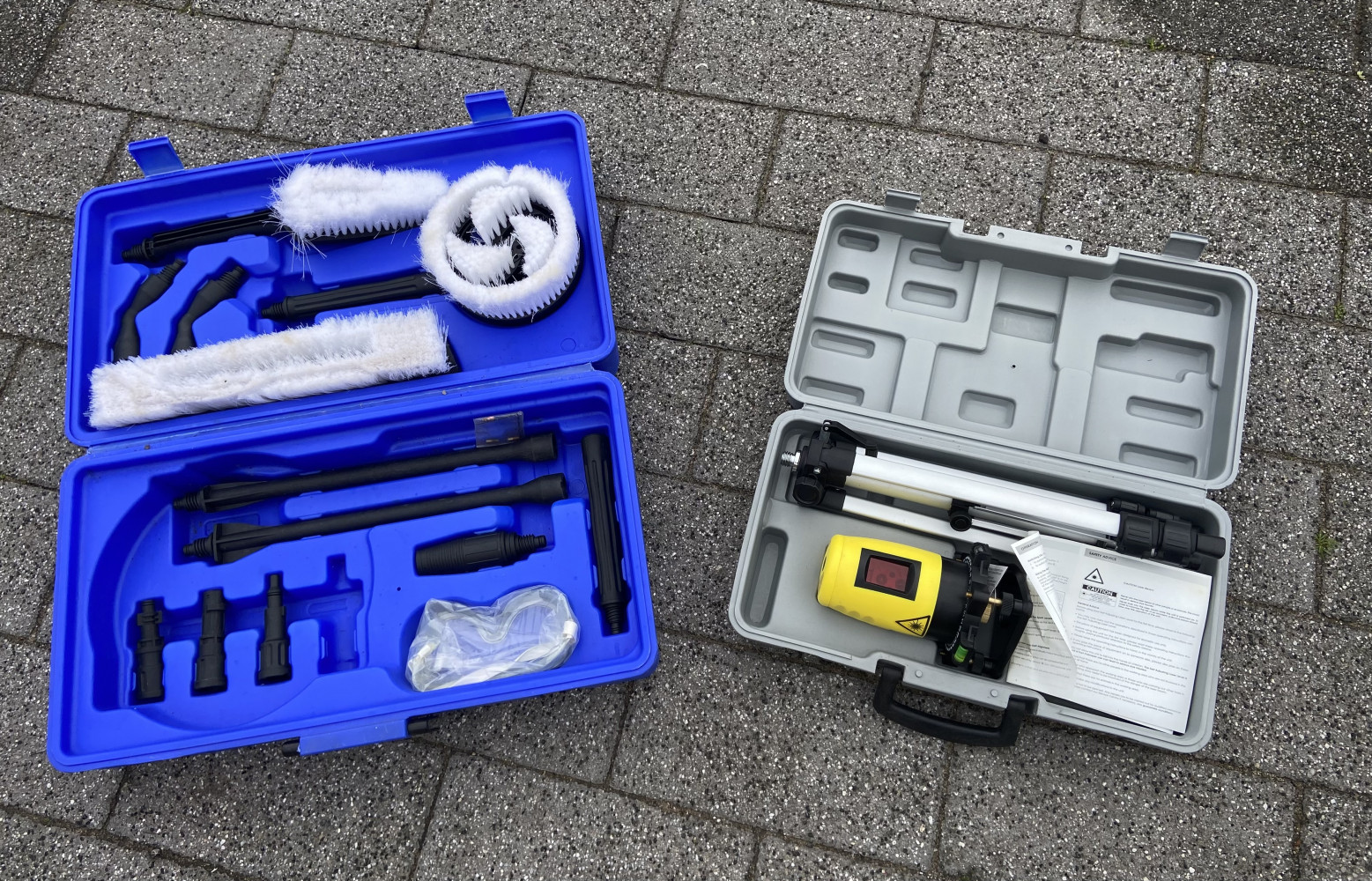 Laser level and universal pressure hose attachments