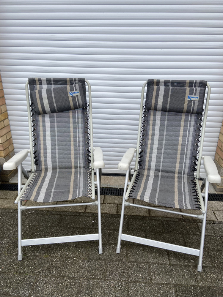 Pair of large folding camping chairs