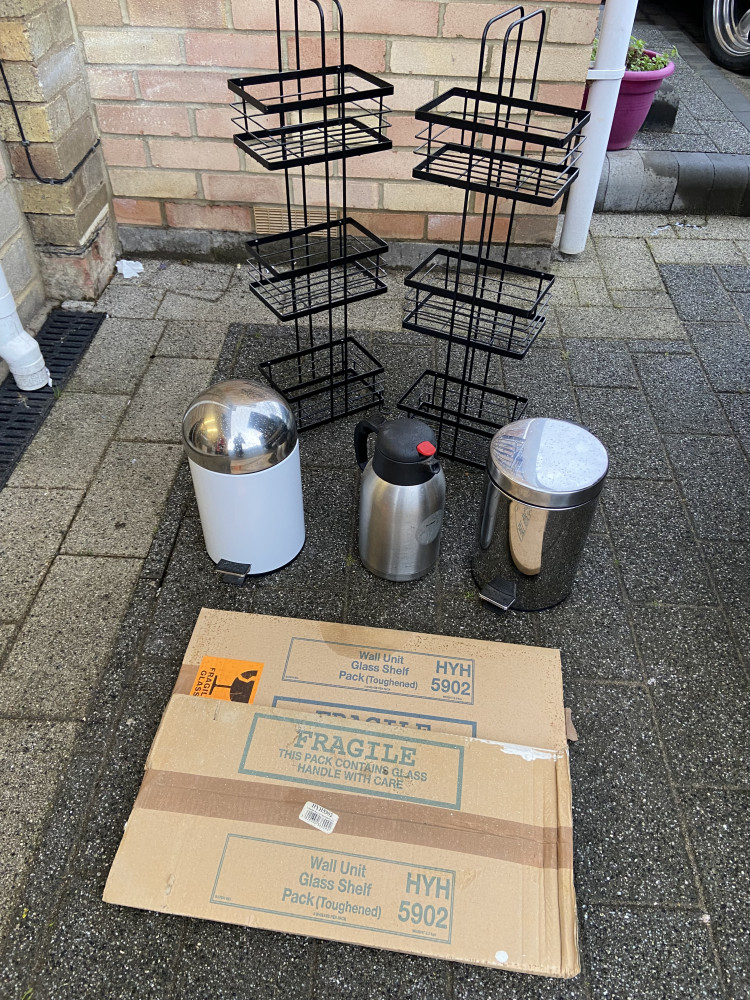 Bathroom accessories, jug and glass shelves