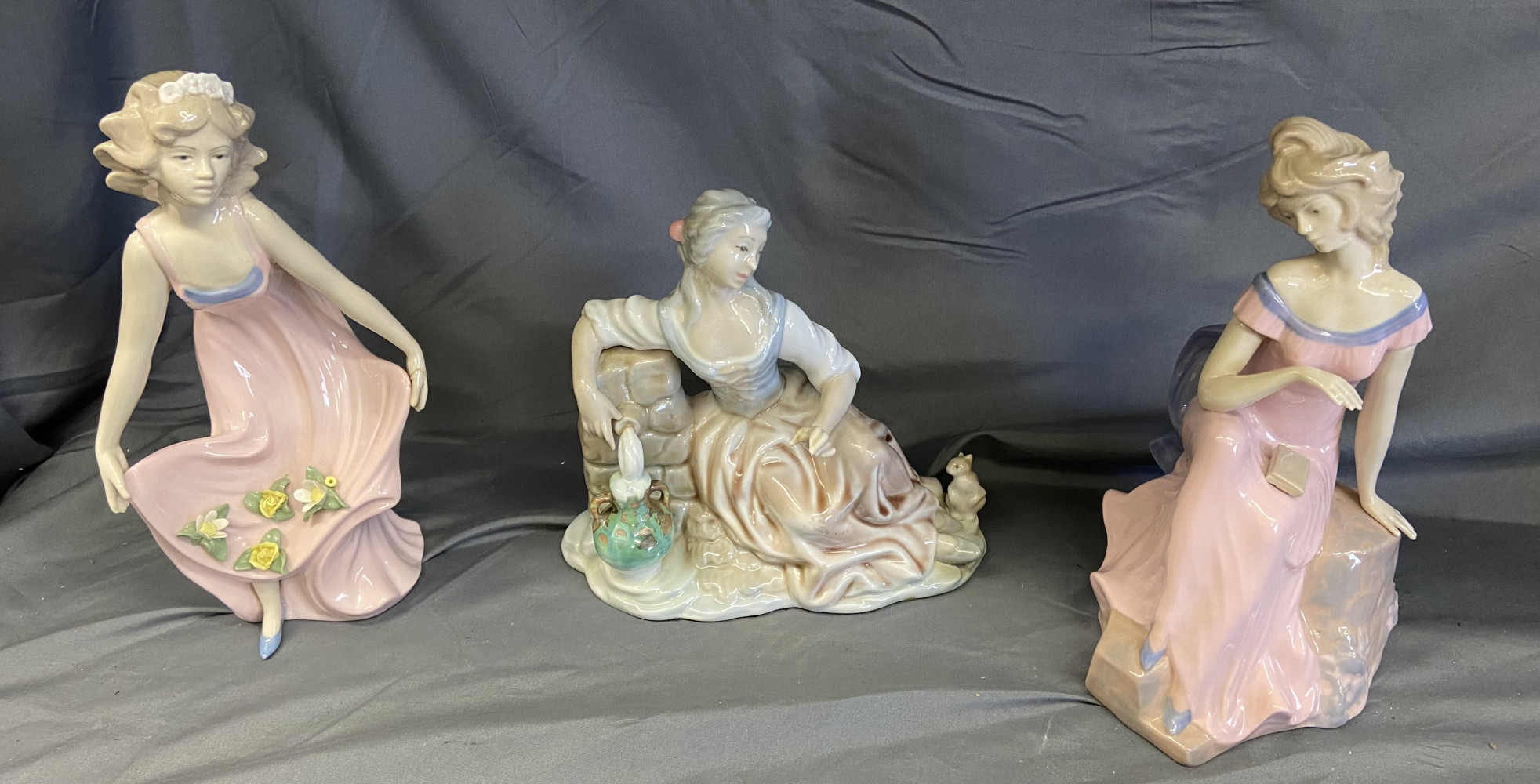 3 porcelain figurines tallest 24cms