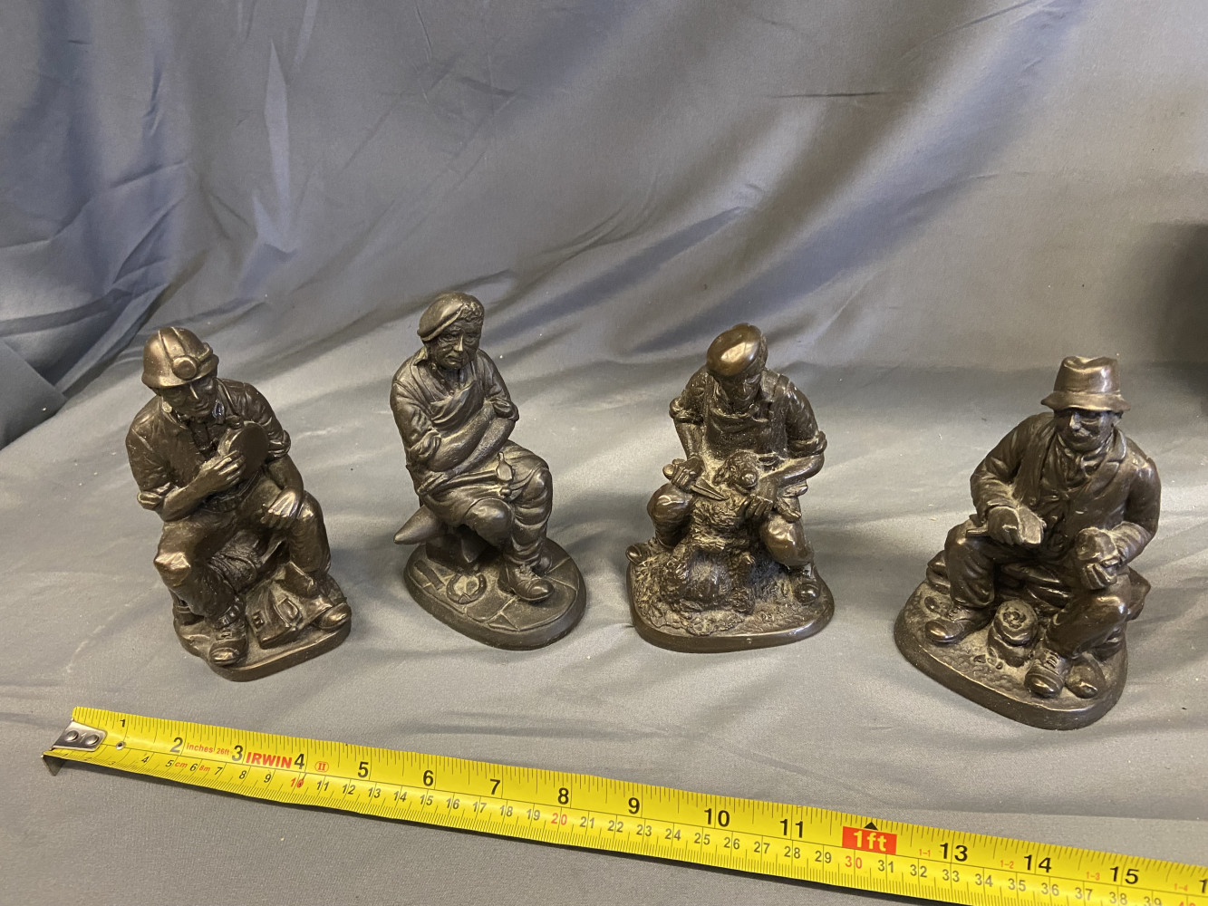 Set of Vintage Bronze Finish Cold Cast Resin tradesmen figures, 15cms tall