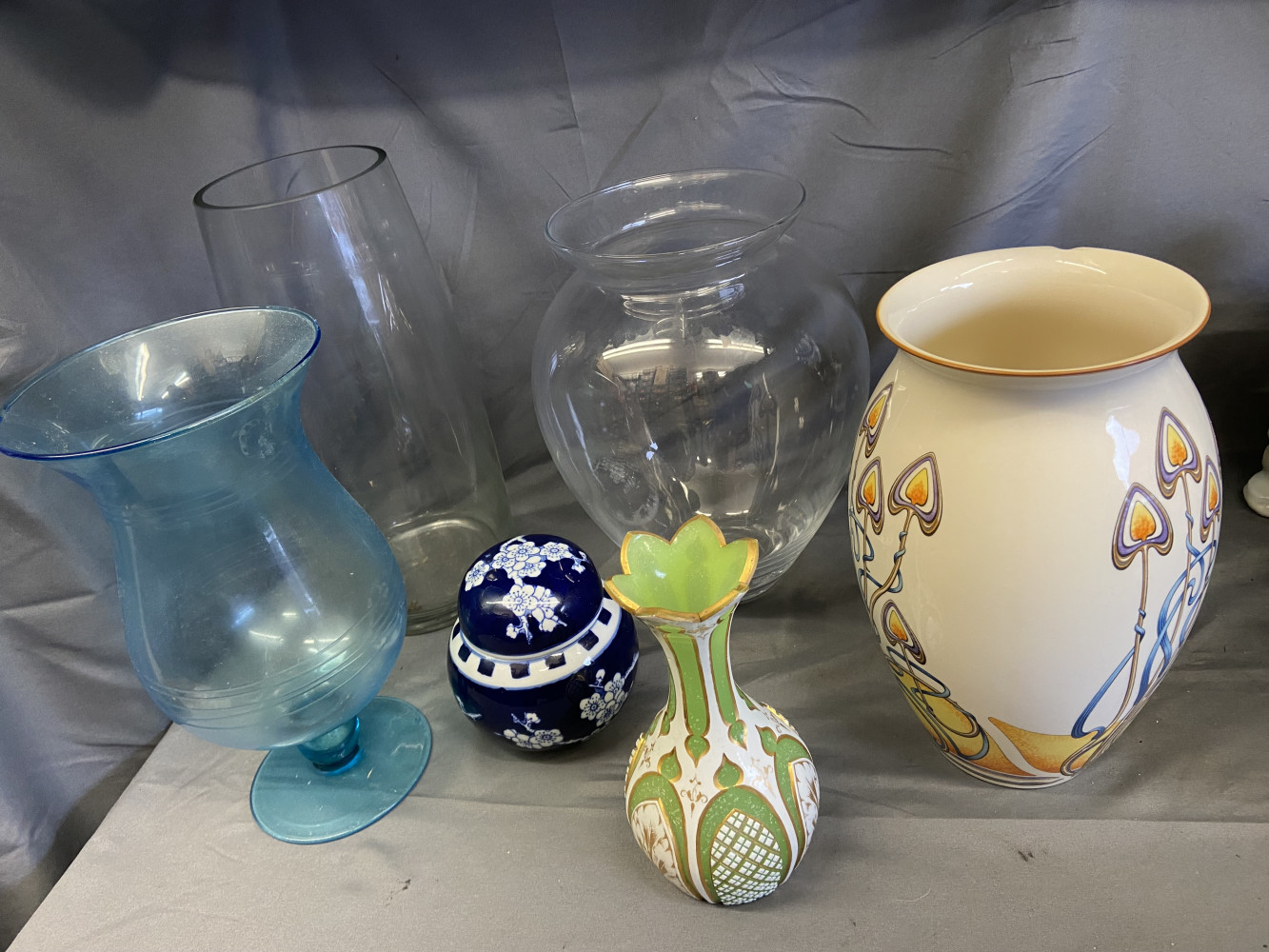 Lot of vases, mason has small chip on top