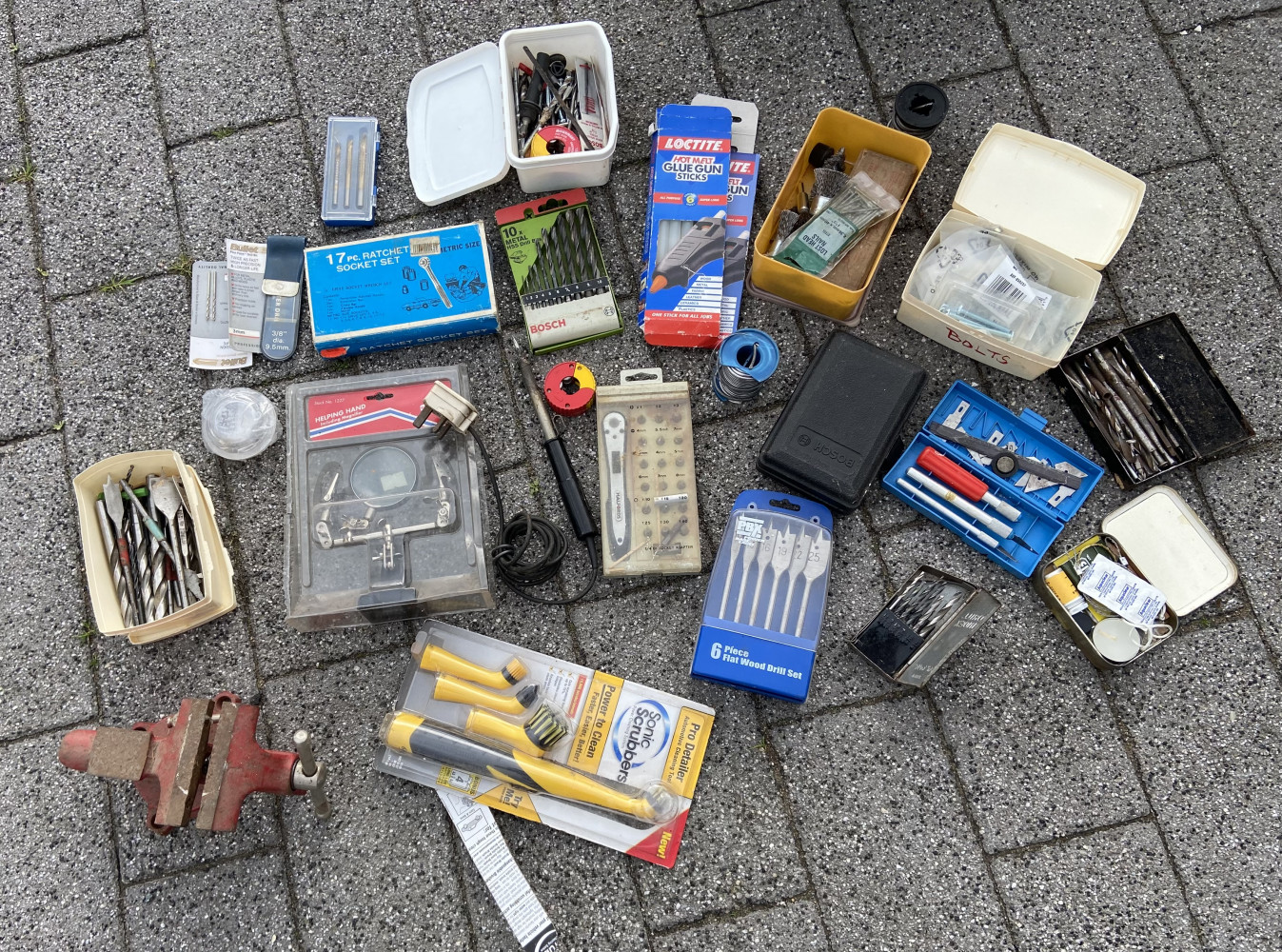 Large lot of drill bits and other tools