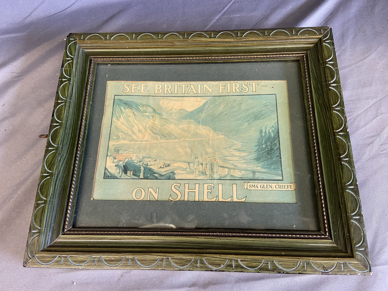 Original “See Britain First" advertising poster for Shell petrol, featuring the Scottish landscape of Sma' Glen near Crieff