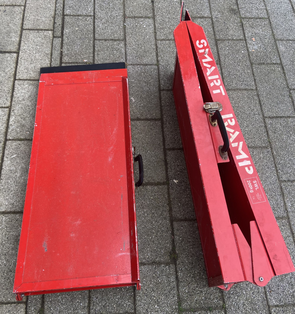 Pair of folding wheelchair or mobility scooter ramps