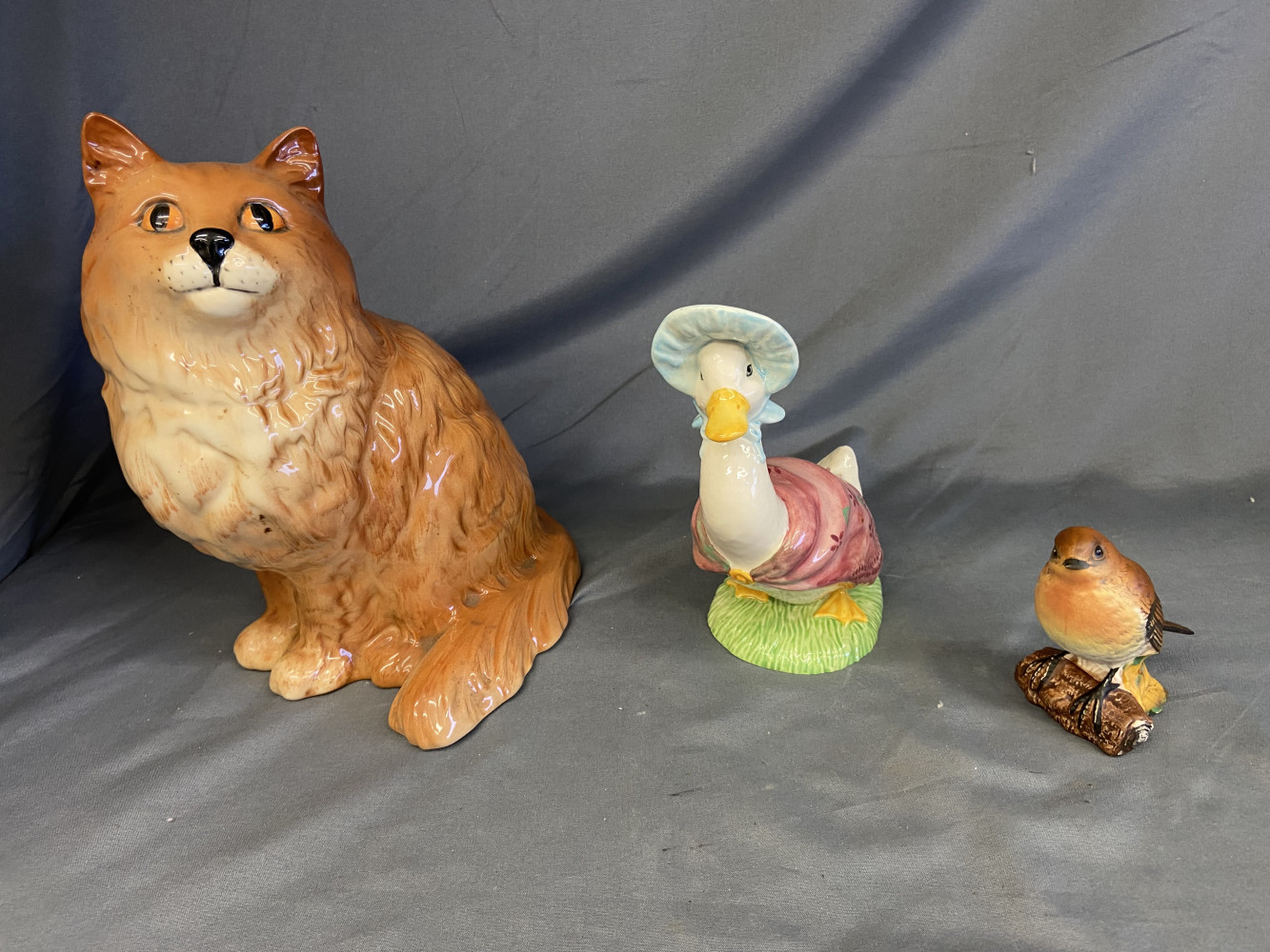 3 Beswick Figures Cat, Duck and Robin