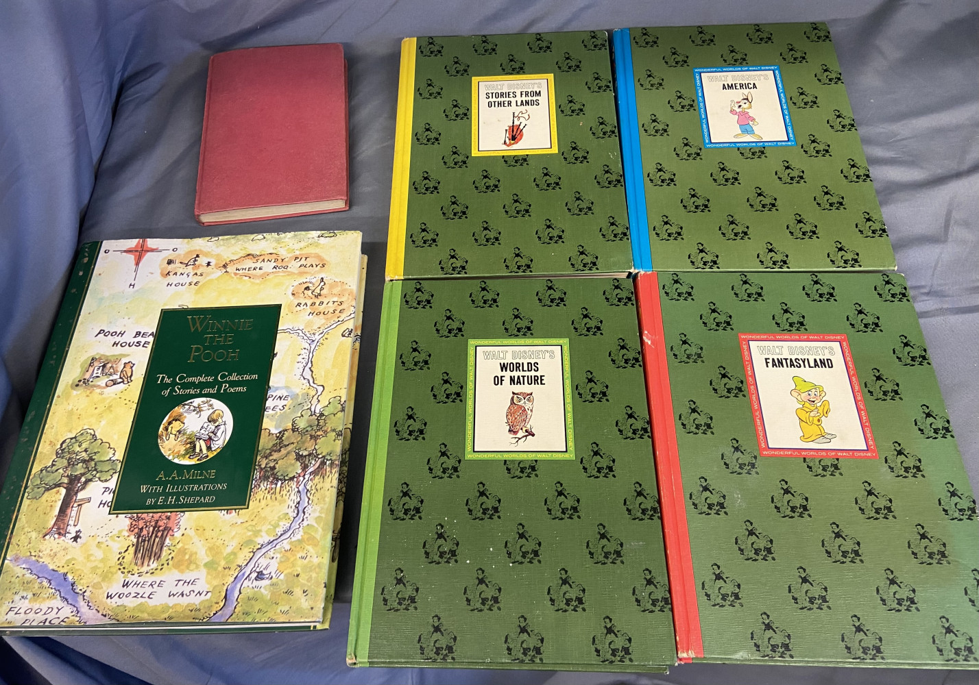 Set of 4 Vintage The wonderful worlds of Walt Disney Story Books, Winne the Pooh and Grimm tales books