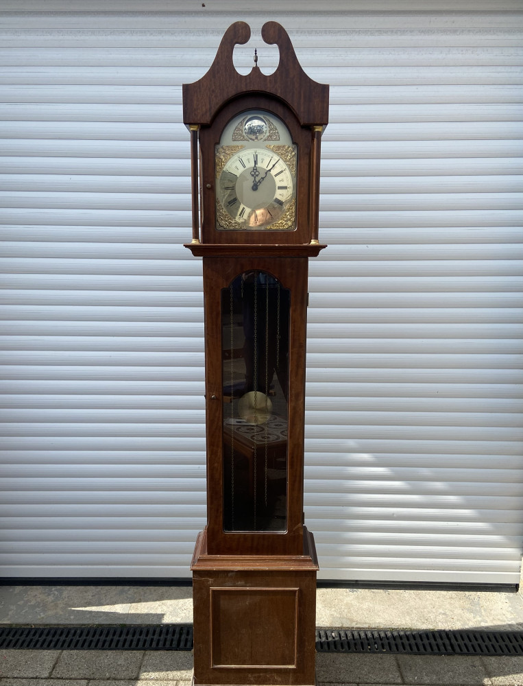 A Tempus Fugit Grandfather clock - the weight-driven movement 198cms tall