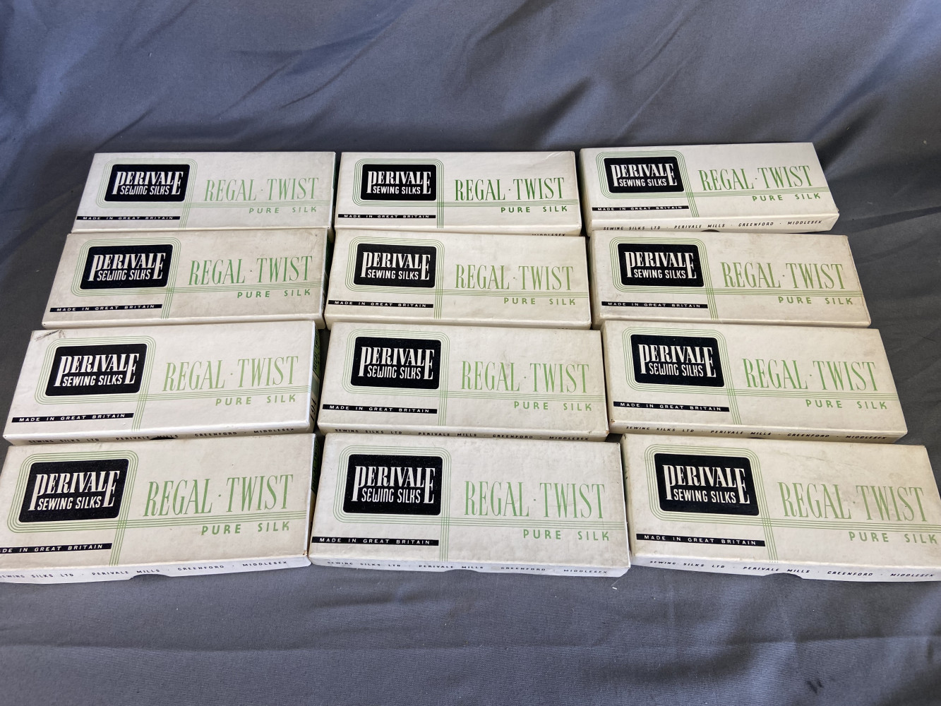 12 boxes of Derivale "Regal Twist" pure silk sewing thread