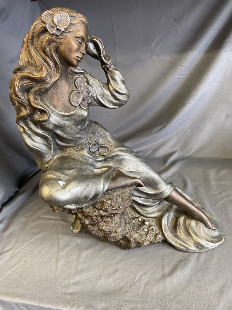 Large Sculpture "Sea Whispers" by artist Alice Heath for Austin Productions made from plaster with a bronze and pearl finish 46 cms tall