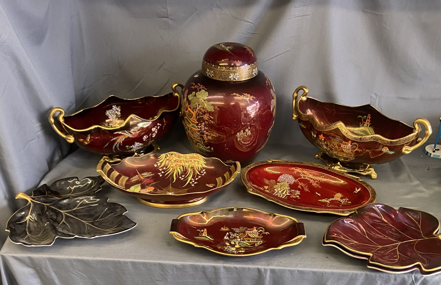 collection of vintage Carlton Ware ceramics in the "Rouge Royale" lustre glaze and other Carlton Ware pieces