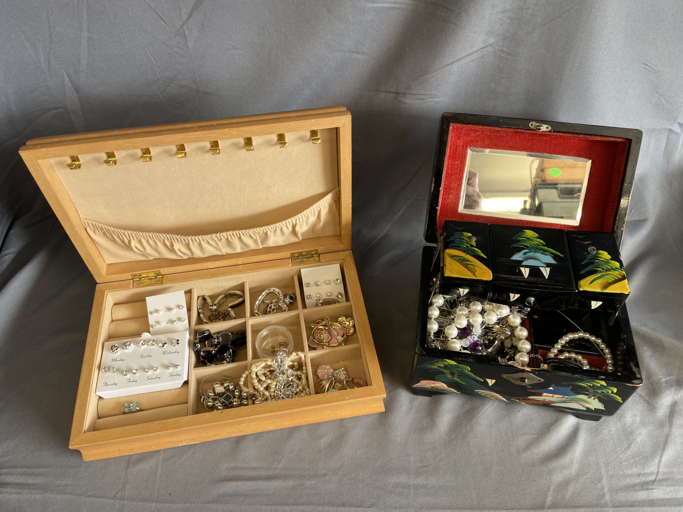 2 jewellery boxes full of costume jewellery