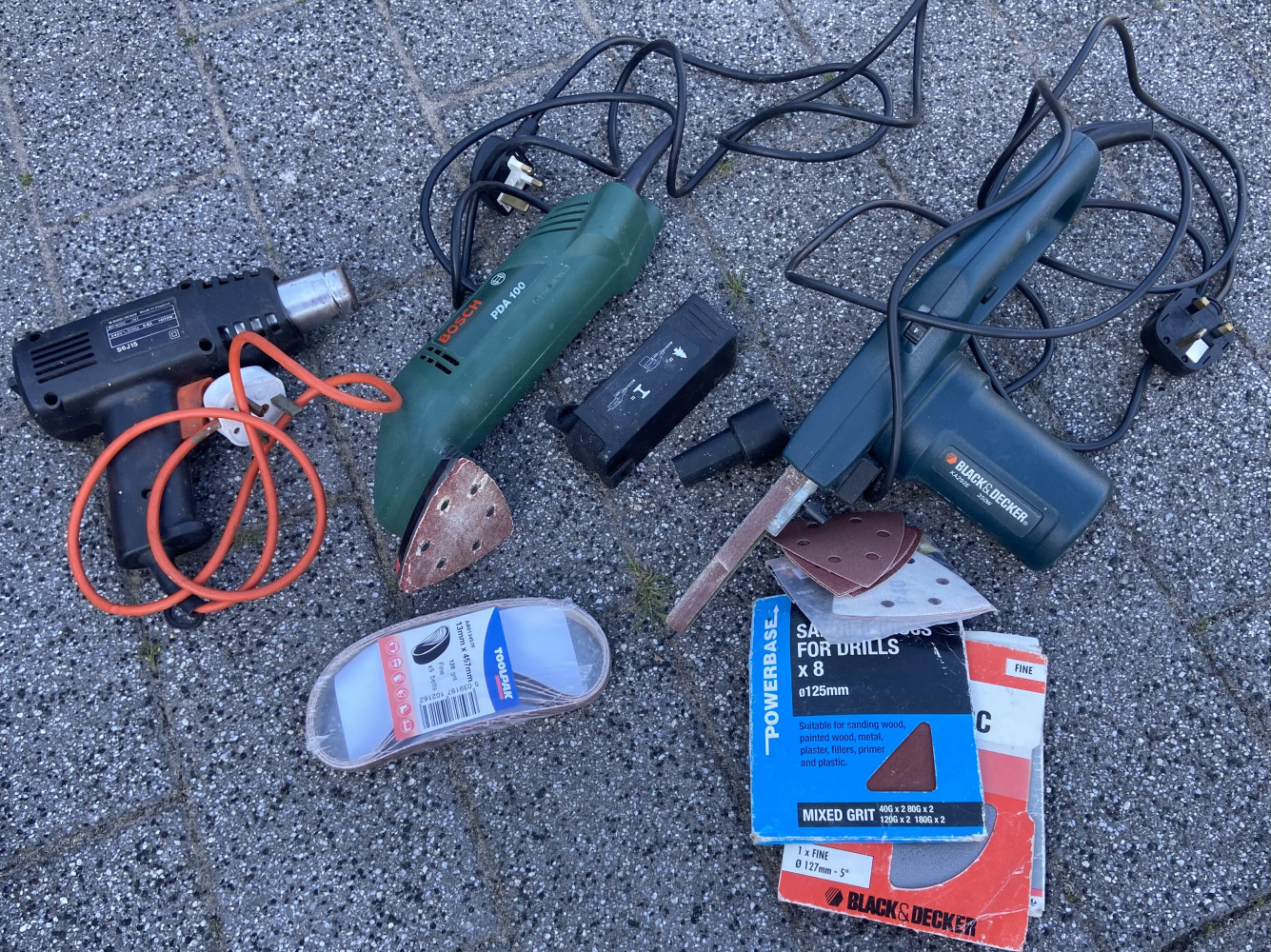 Finger file, sander, sander pads and heat gun