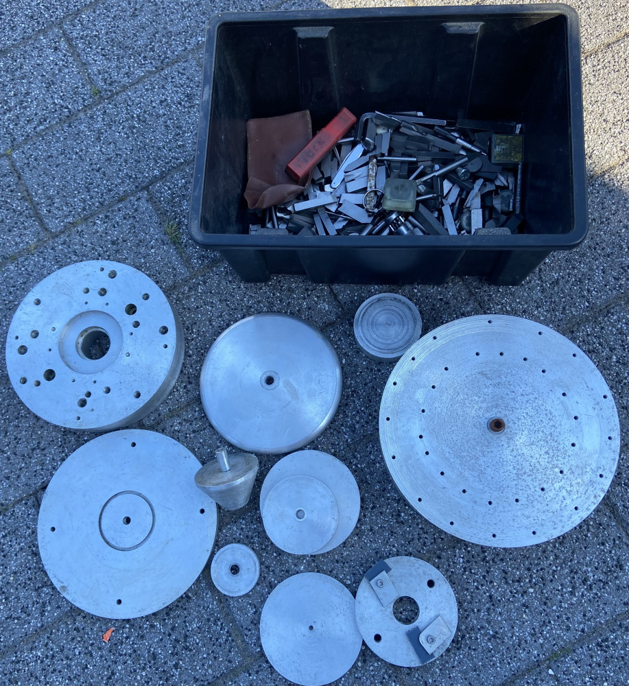 Large lot of lathe billets, cutters and tools