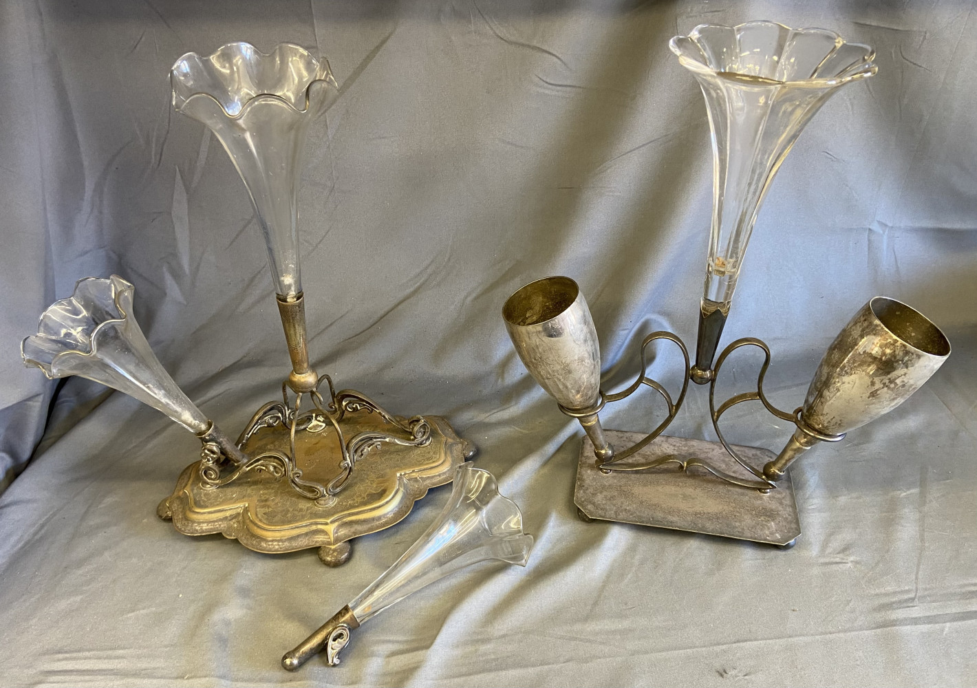 2 Metal vases one stamped EPNS JT & CO Ltd S, one A/F