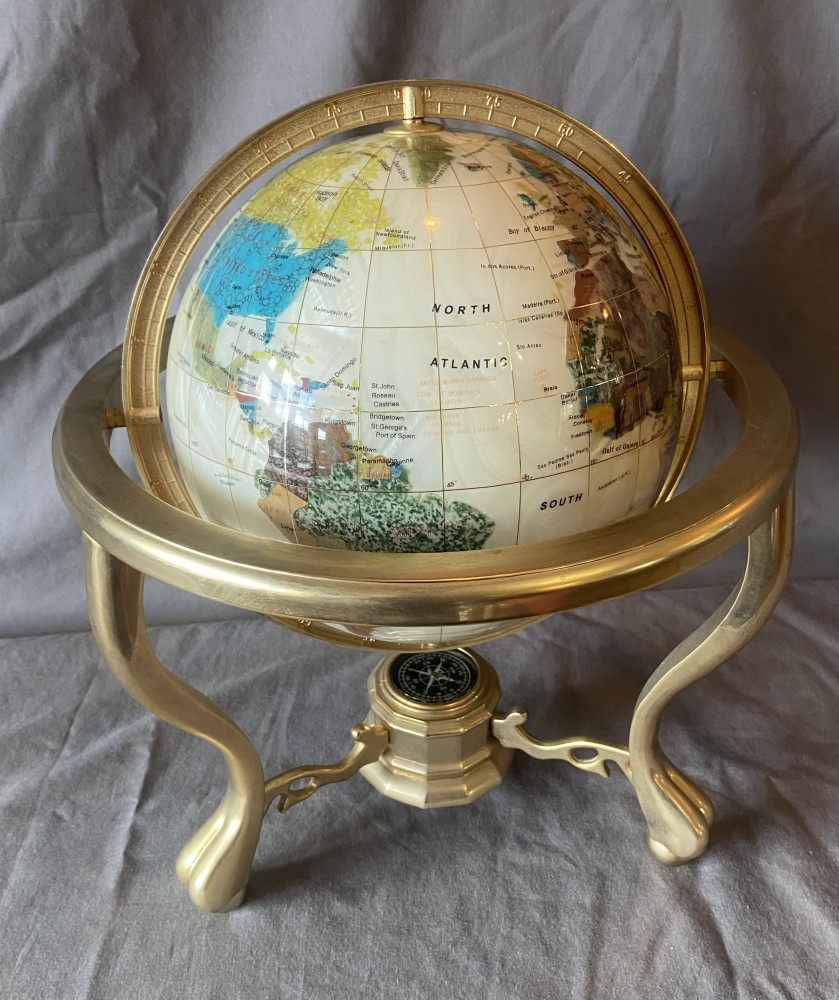 White Gem Stone Globe 36 cms tall