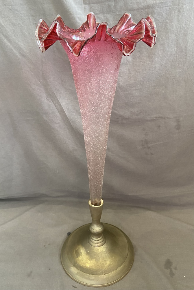 Huge 65cms tall single stem flute in metal stand
