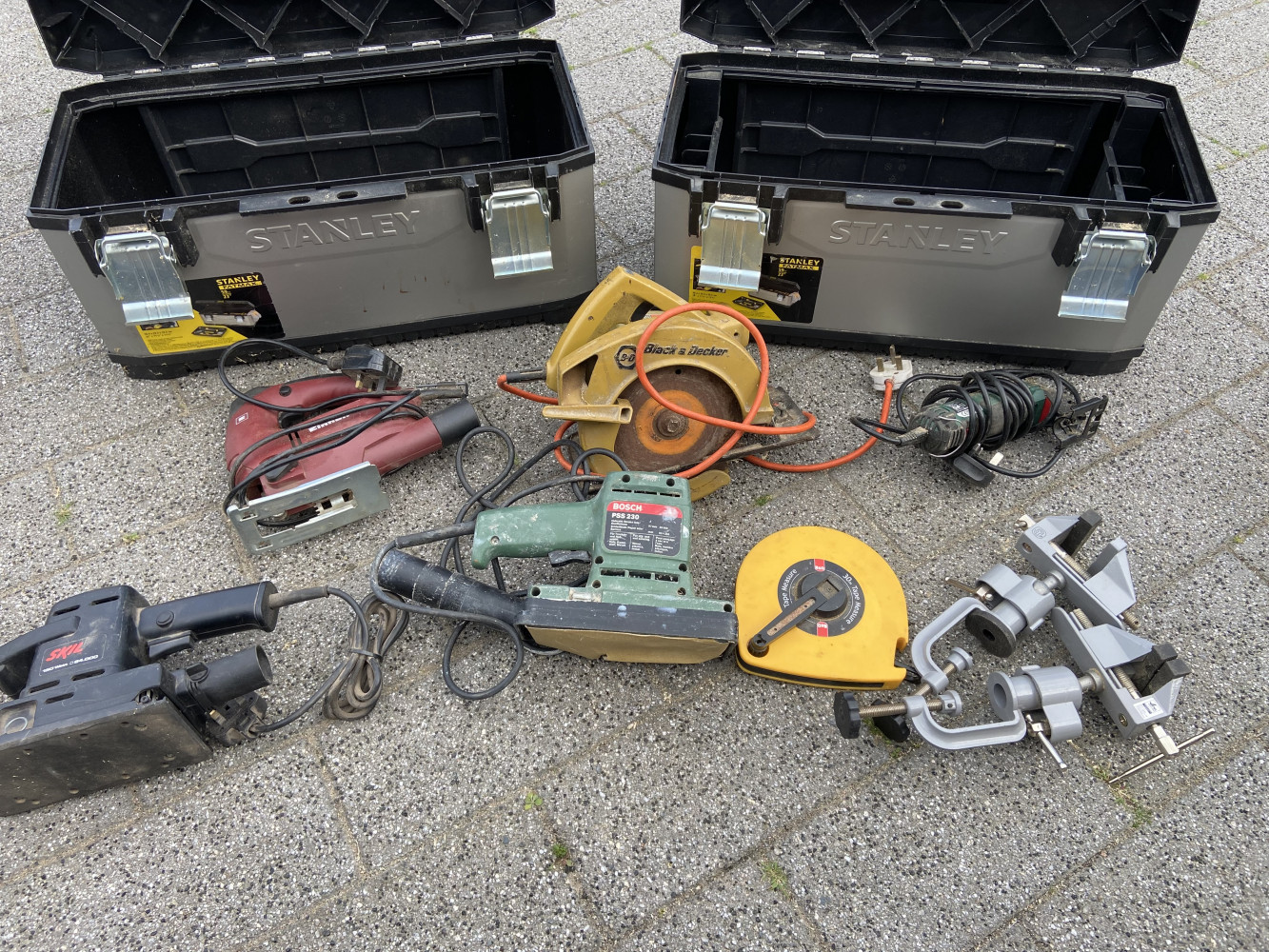 2 heavy duty tool boxes full of power tools