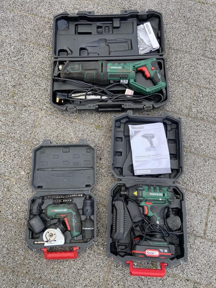 3 parkside battery operated and mains power tools