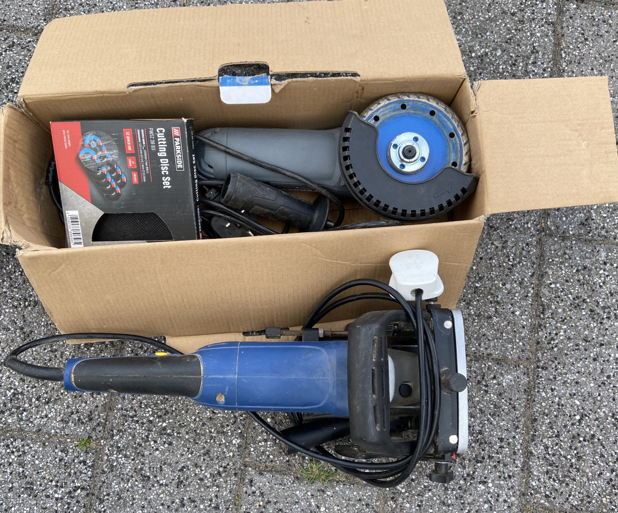 Biscuit joiner and angle grinder