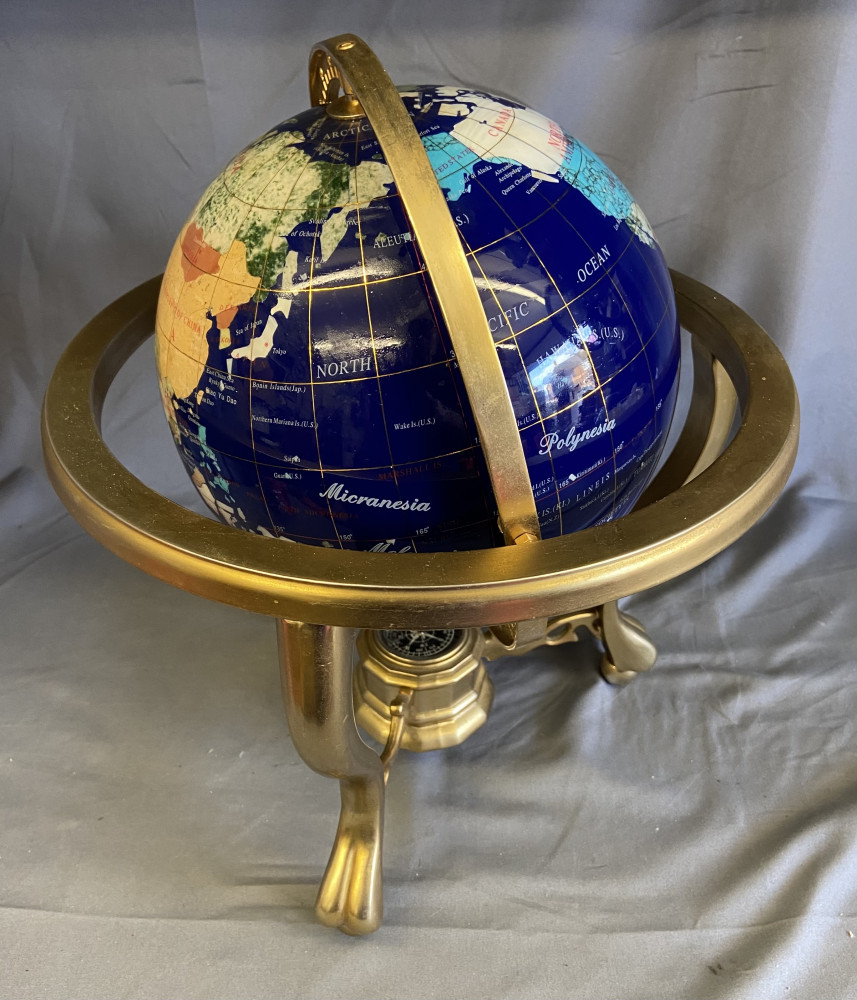 Blue Gem Stone Globe 36 cms tall
