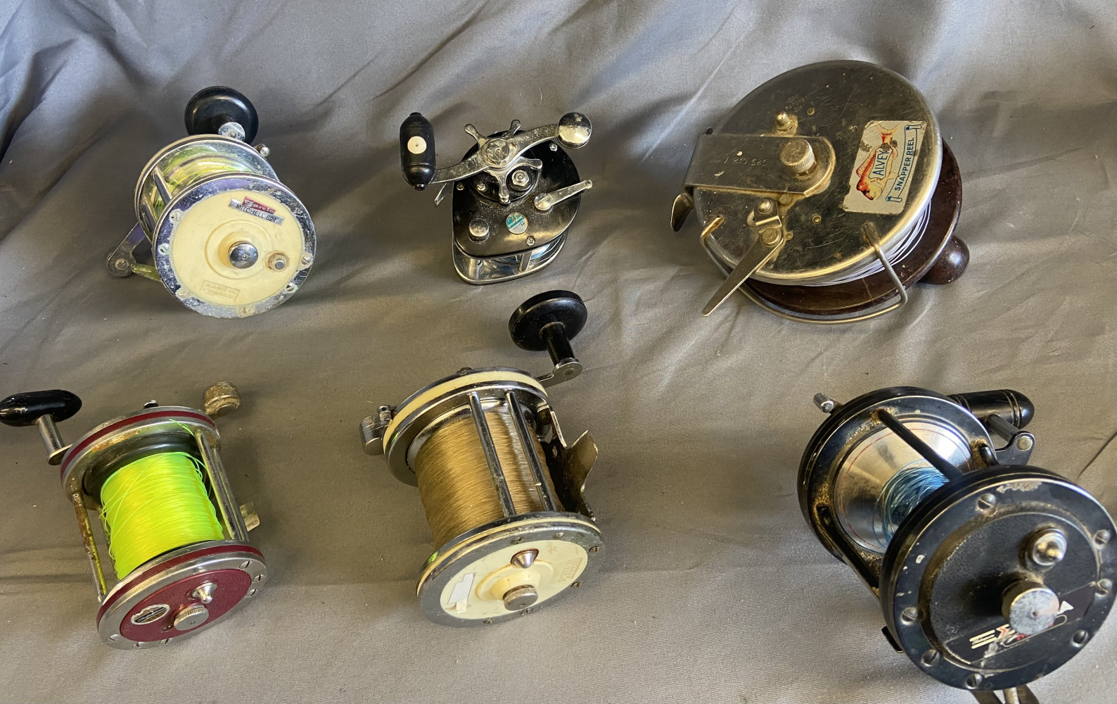6 Sea Fishing Reels including Alvey Snapper Reel, Garcia Mitchell 624, Shakespeare 2152 sea fishing reel, Garcia Mitchell and a Shakespeare Sigma 2951-365