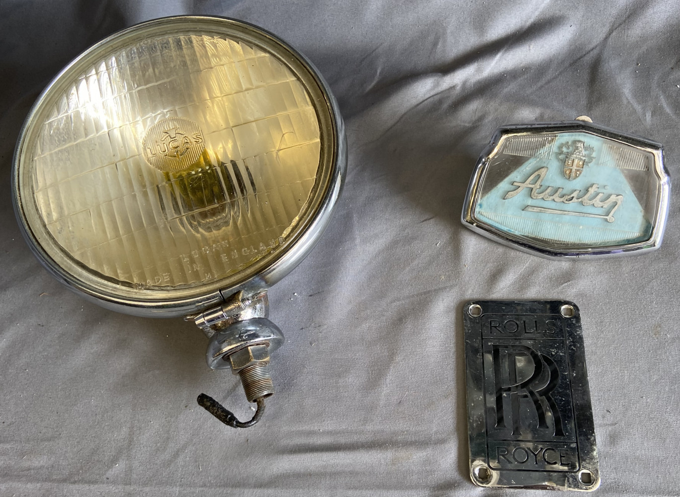 Rolls Royce Badge, Lucas lamp and Austin badge
