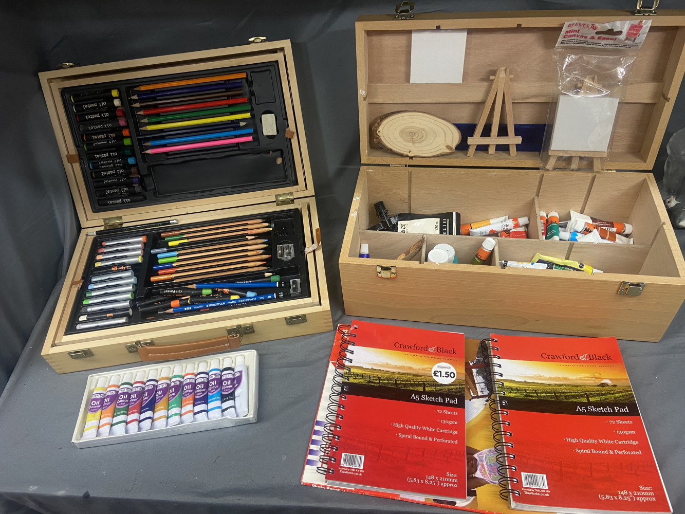 Art sets one fully loaded with oil paints,