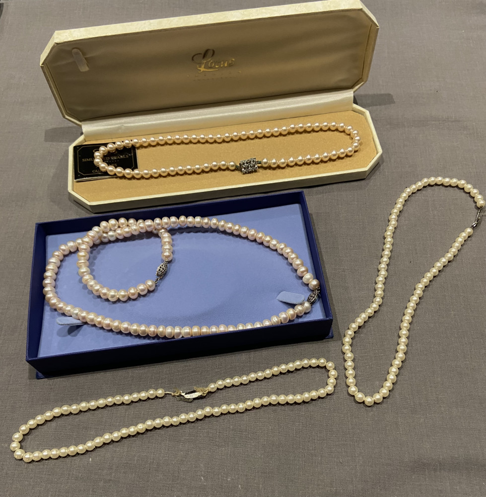 Lotus Simulated Pearls and 3 other pearl effect necklaces
