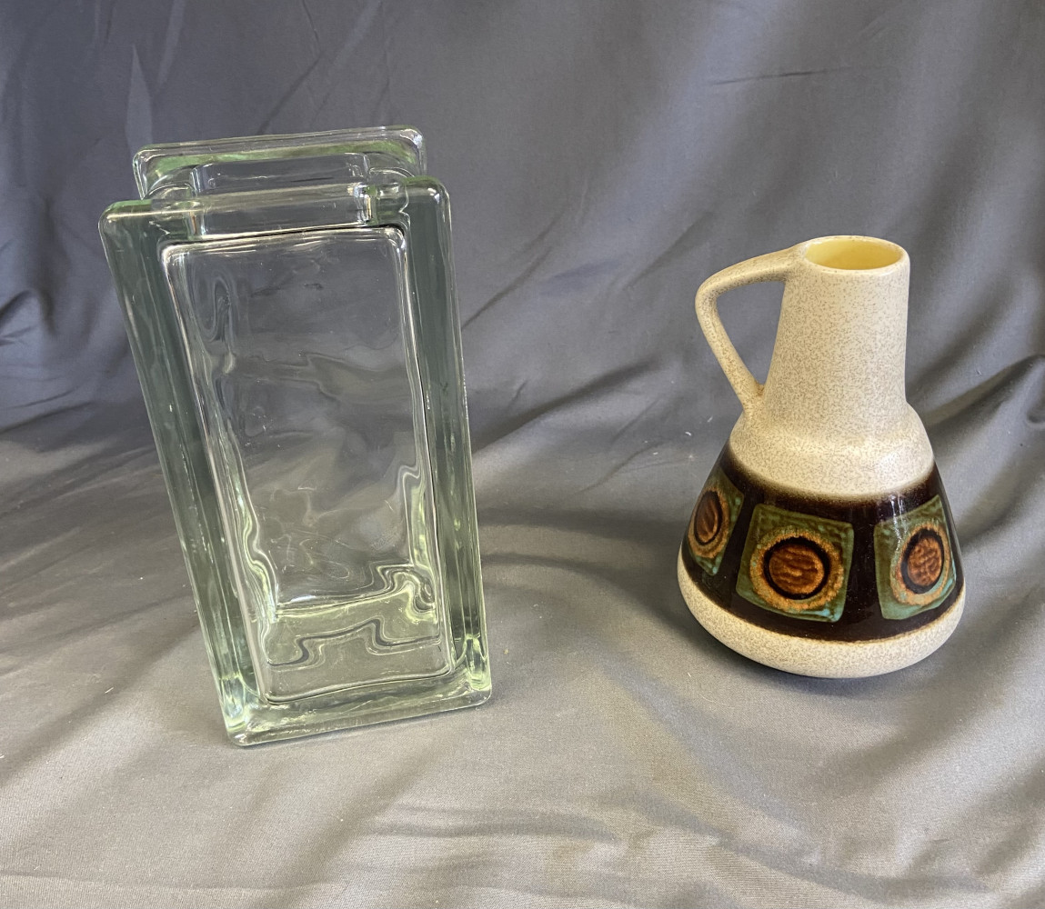 Square Glass Vintage German Vase and other Vintage West German Vase