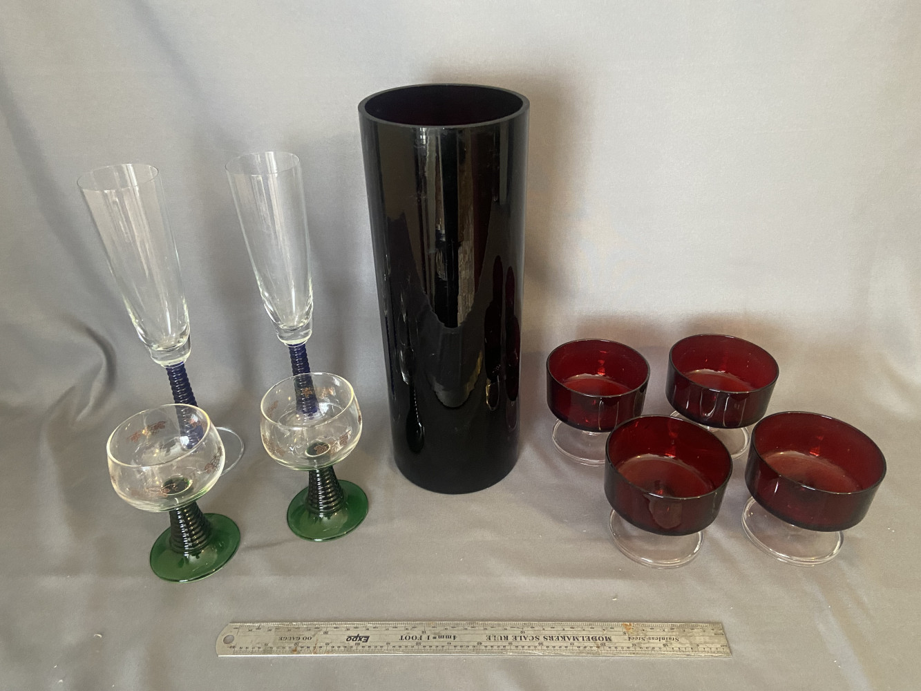 Mid century glasses and vase