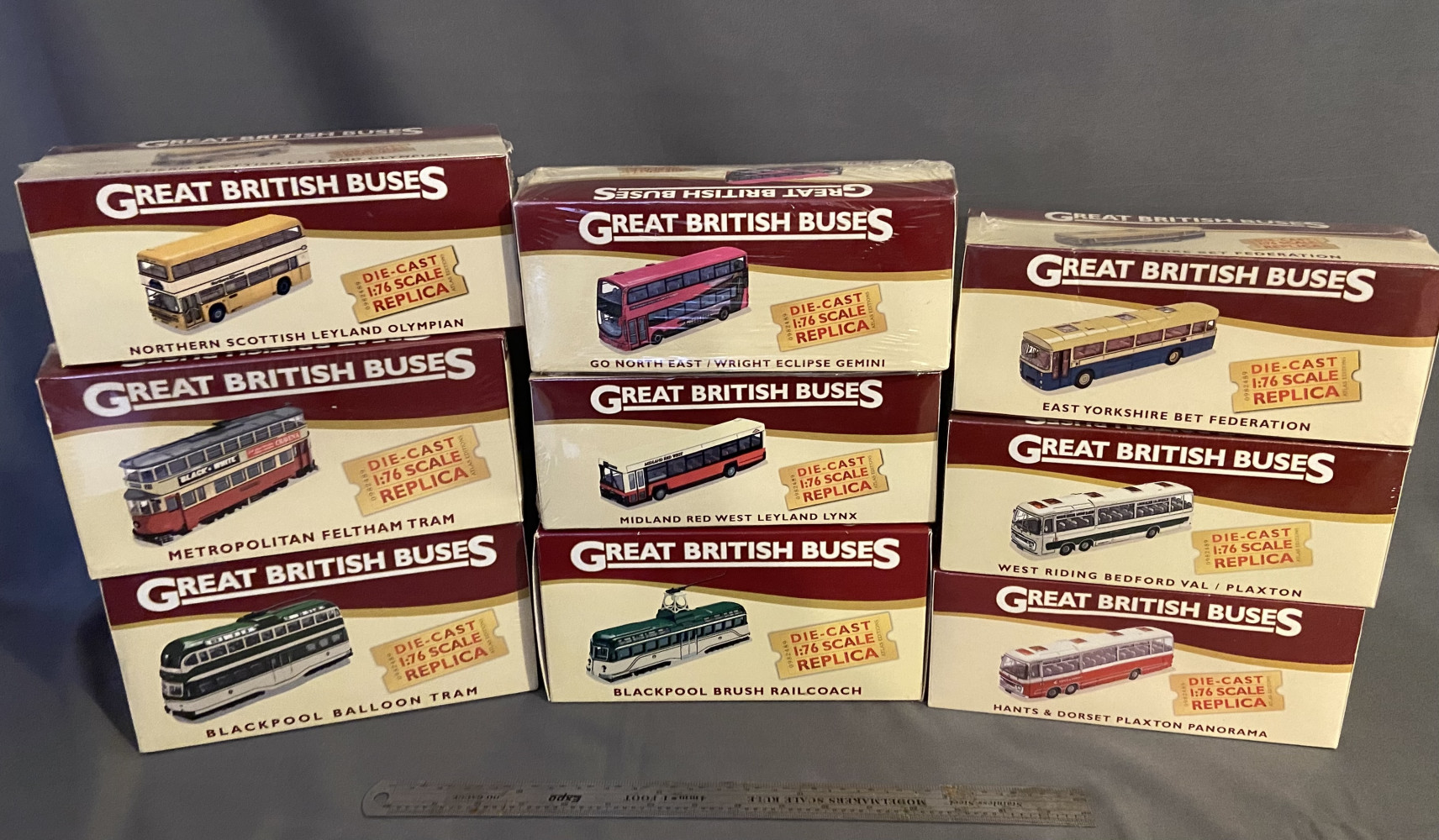 Collection of Great British Buses die-cast 1:76 scale replica models in their original boxes