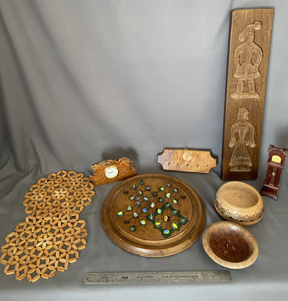 Marble Solitaire Board, wall plaque and other wooden items