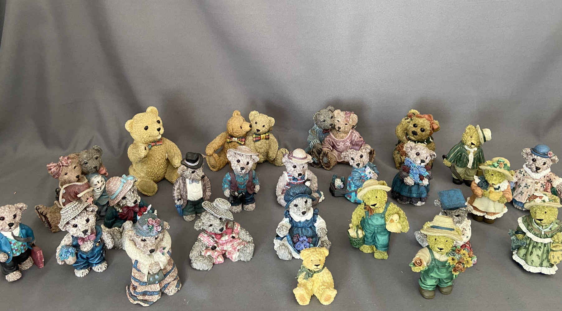 Large lot of resin and ceramic teddy figures