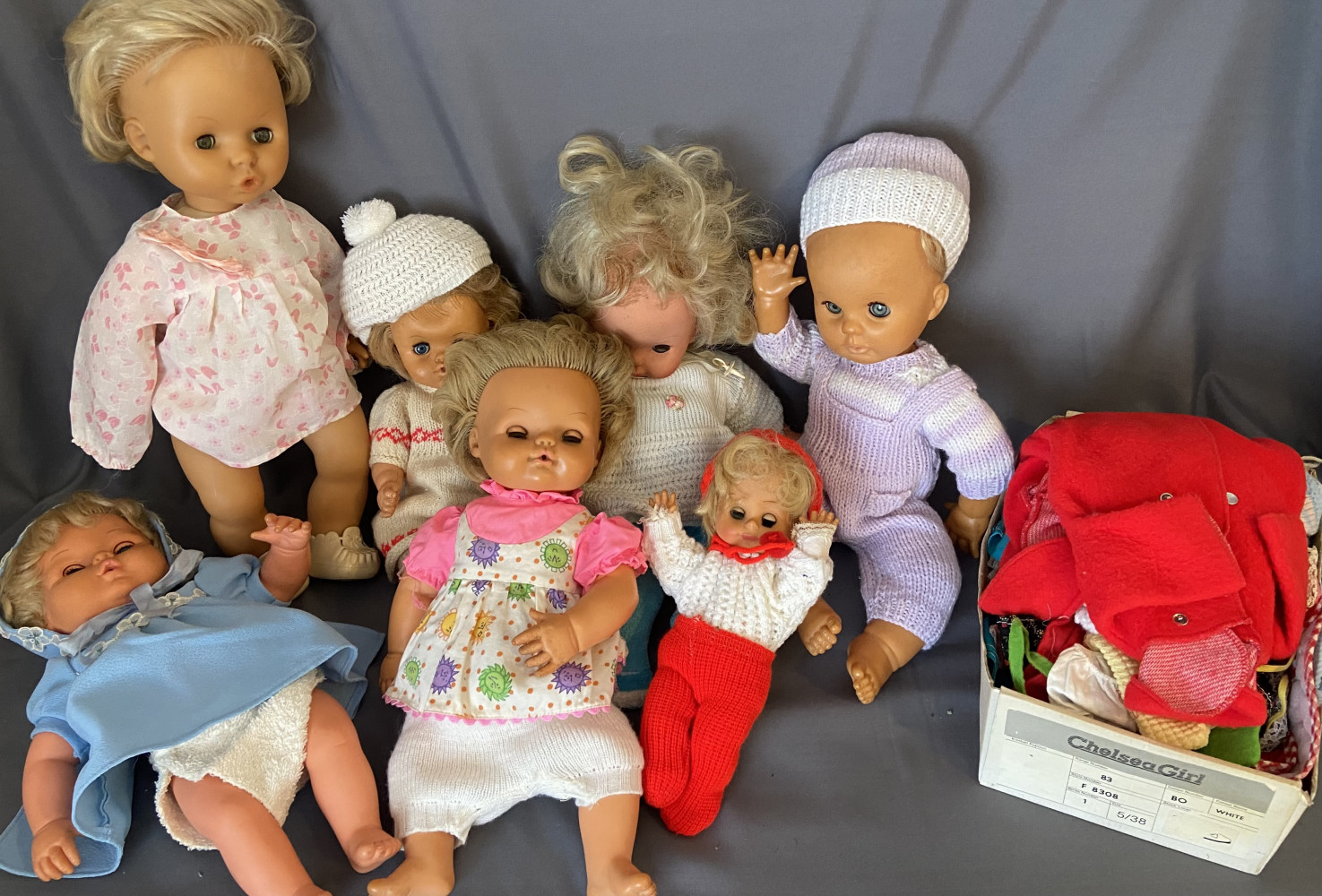 Lot of Vintage Dolls and Clothes