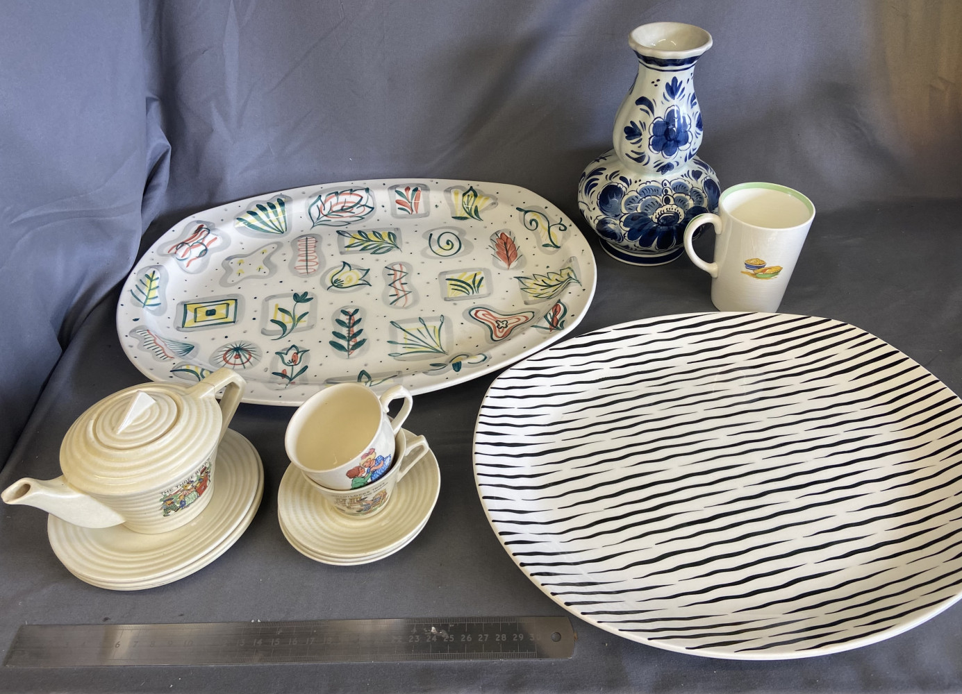 Mixed Collectable china, Delft ware, Midwinter, and set of Nursery ware