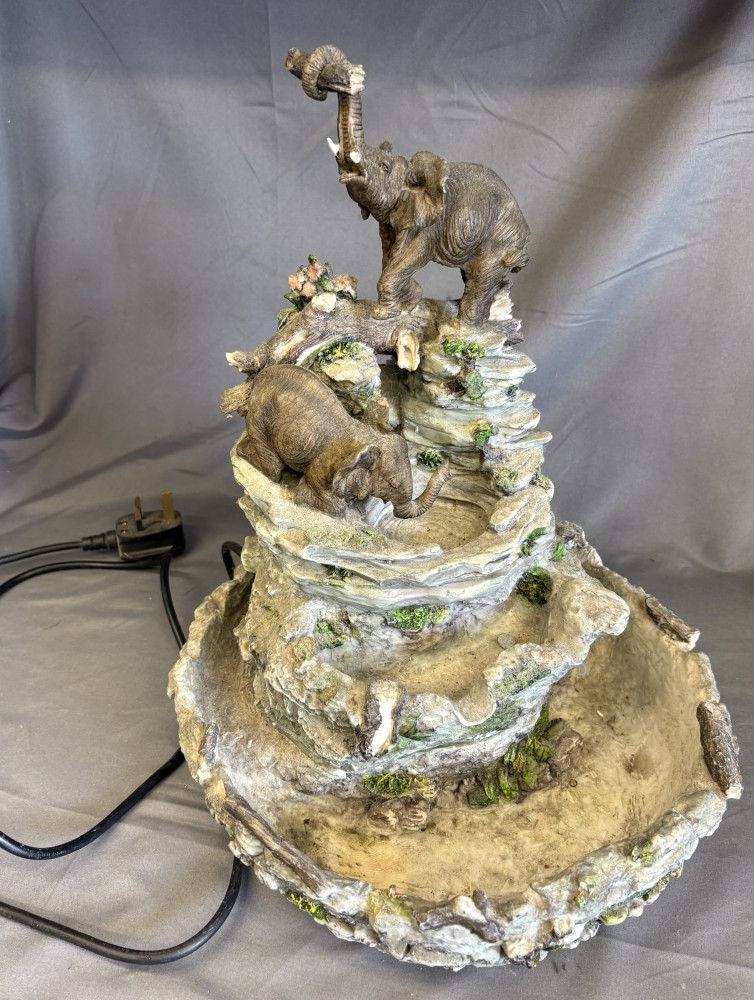 Resin elephant water feature