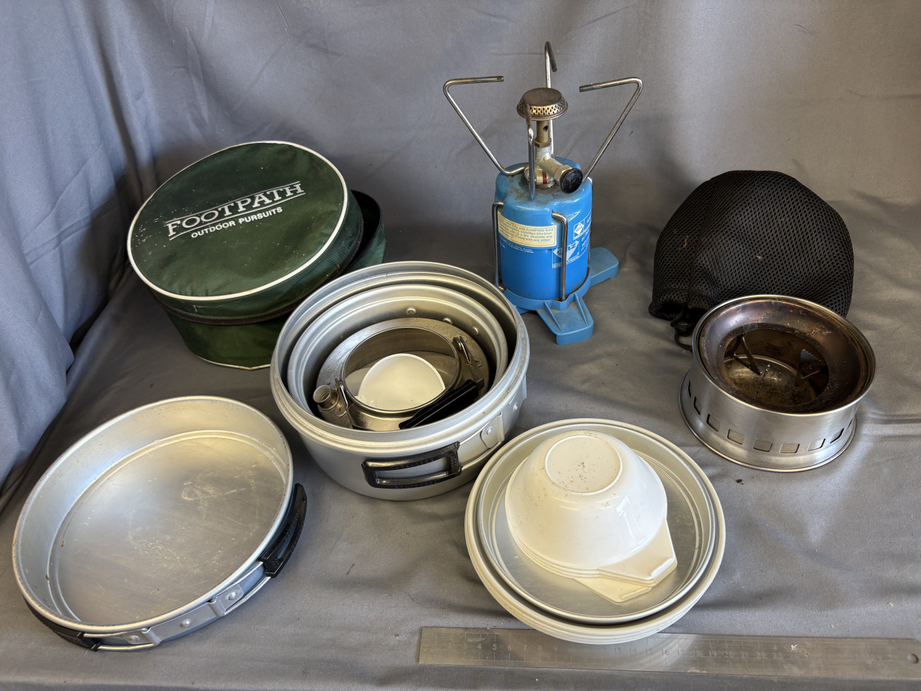 Camp gas stove and two other camping stove sets