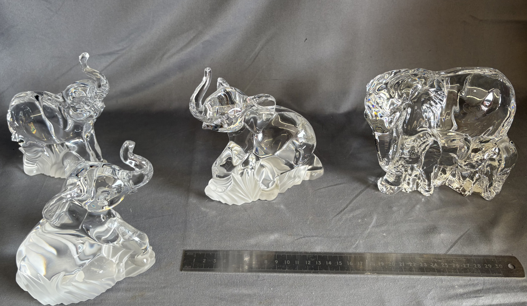 Four Lenox Quality Crystal Elephants