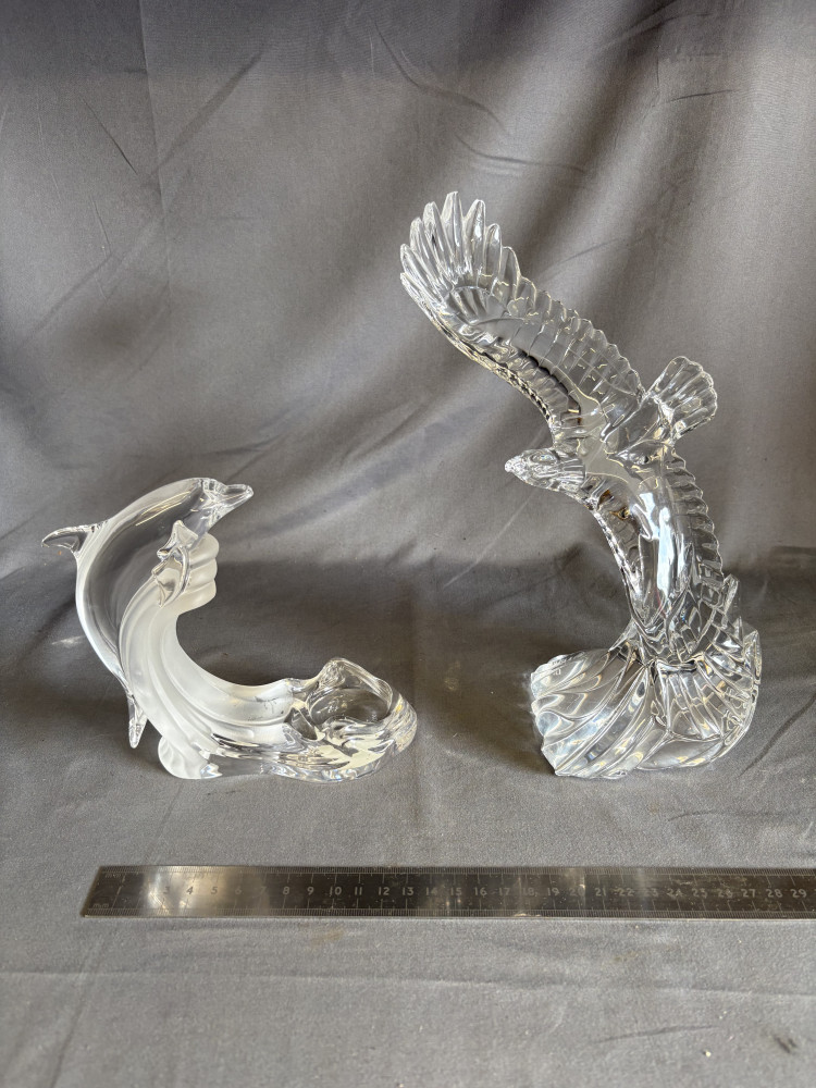 Large Lenox Crystal eagle and dolphin