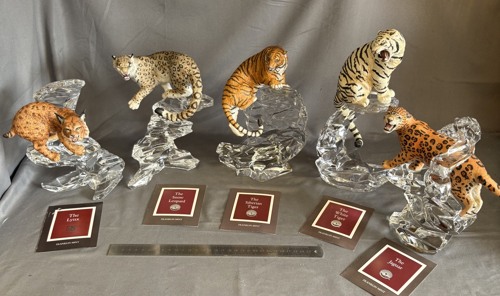 Set of Porcelain Figurines with Lead Crystal bases by Franklin Mint