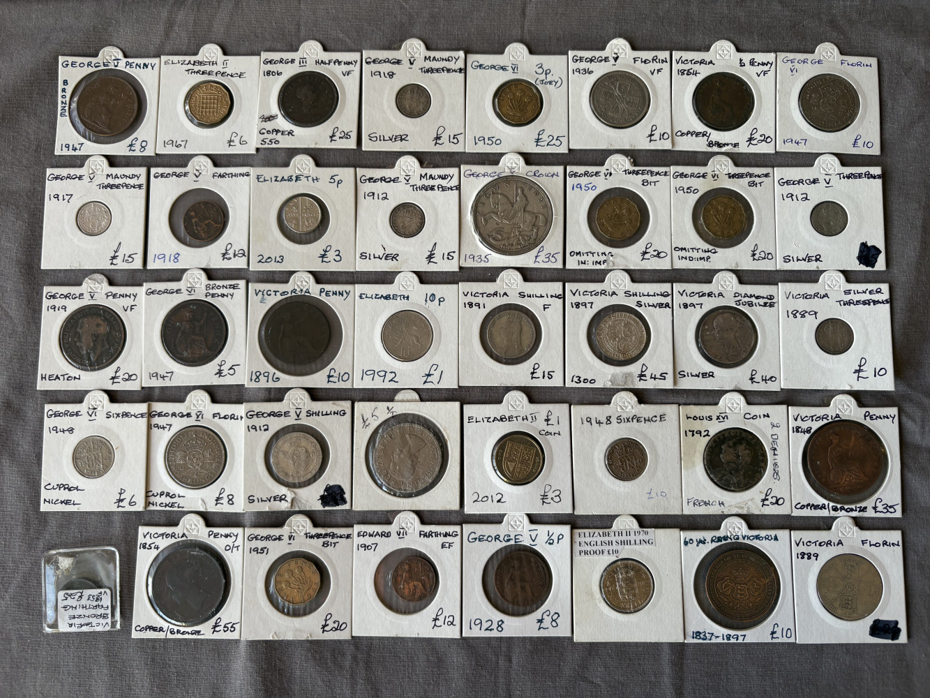 Large collection of collector’s coins from a deceased dealer (their value on these is £657)